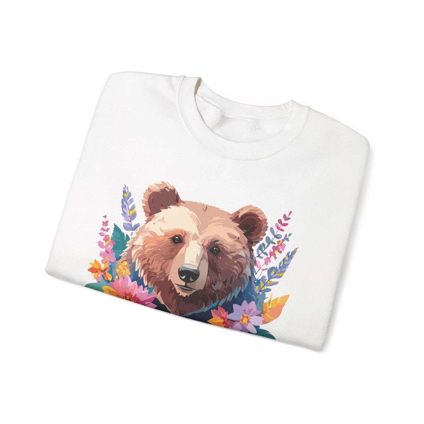 Unisex Floral Bear Sweatshirt, Animals Sweatshirt, Floral Sweatshirt, Art Design Sweatshirt
