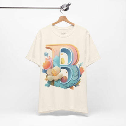 Natural Cotton Tee Shirt - Letters Collection - B Printify