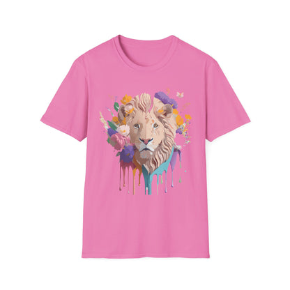Unisex Lion Shirt Floral Lion Tee Softstyle 64000 Gildan Cotton Tee
