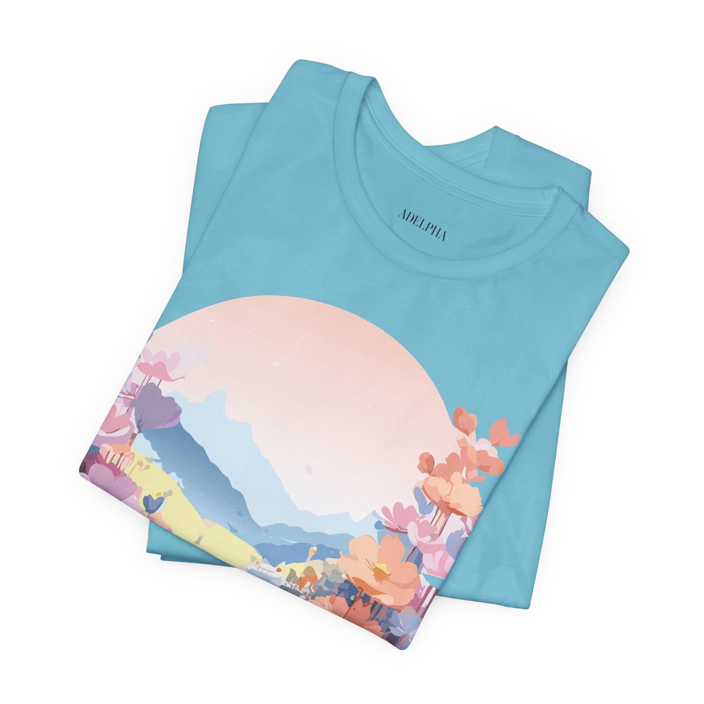 Natural Cotton Tee Shirt with Flowers