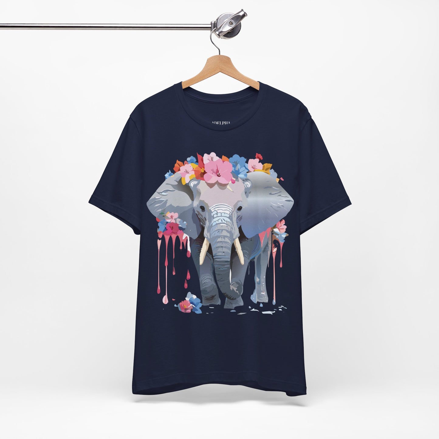 T-shirt en coton naturel avec motif éléphant