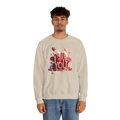 Unisex Heart Love Sweatshirt Floral Valentines Day Cotton Poly Fifty Fifty Blend