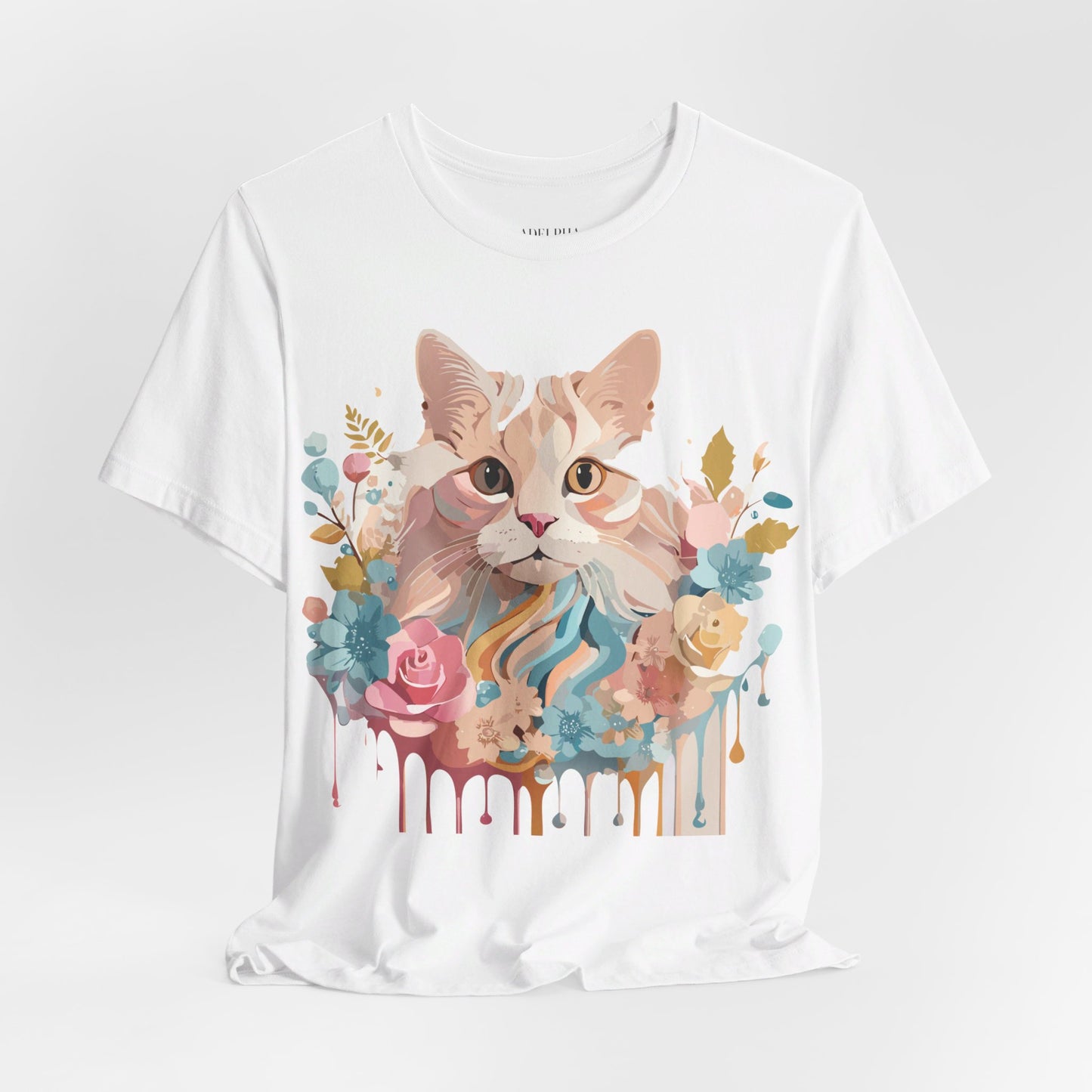 Natural Cotton Tee Shirt with Cat