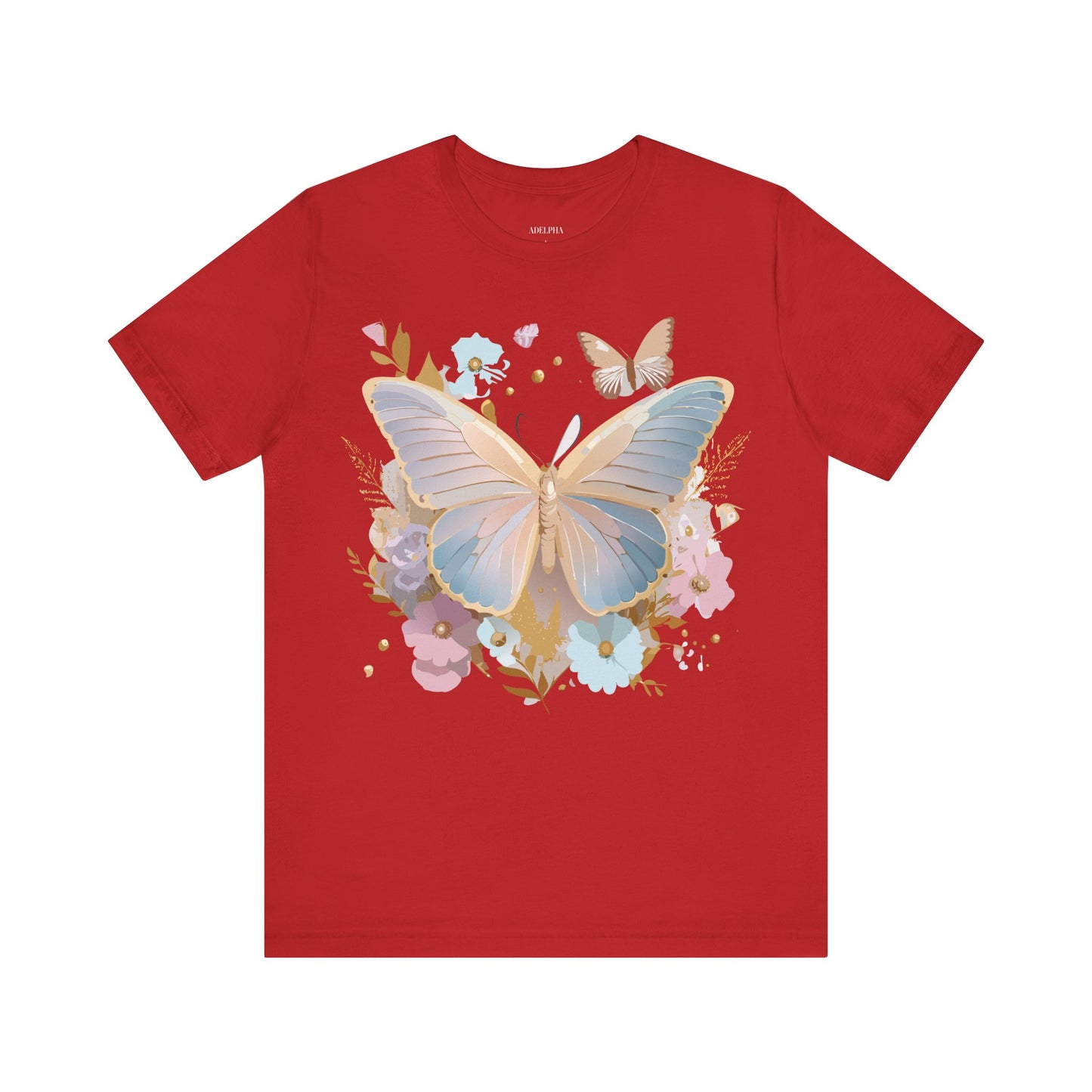 Natural Cotton Tee Shirt with Butterfly