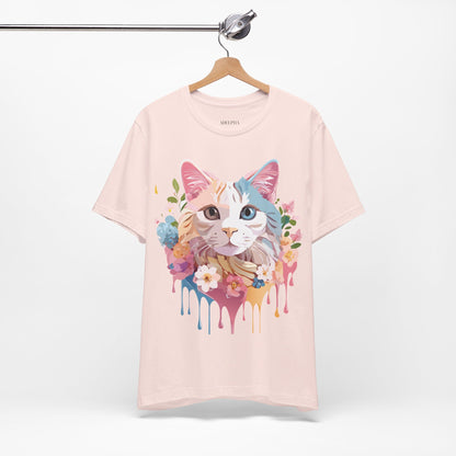Natural Cotton Tee Shirt with Cat Printify