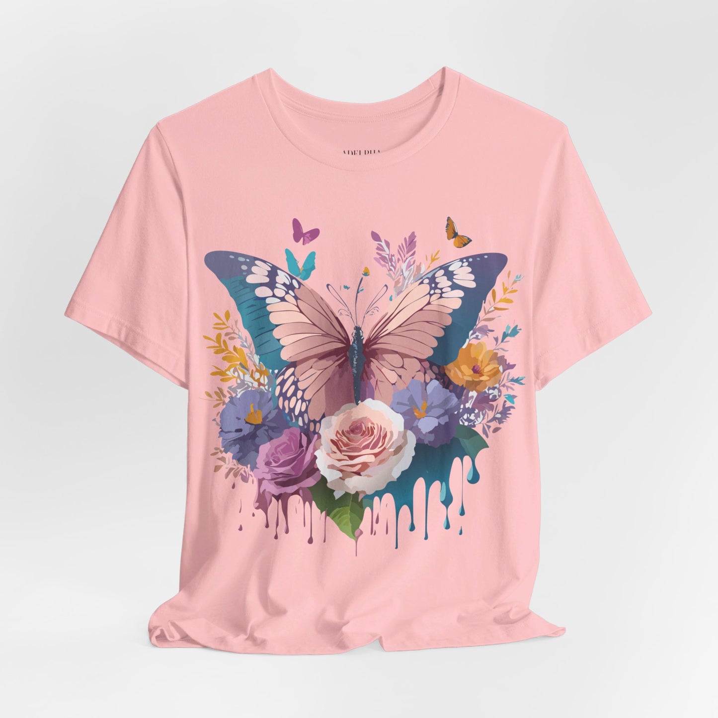 Natural Cotton Tee Shirt with Butterfly