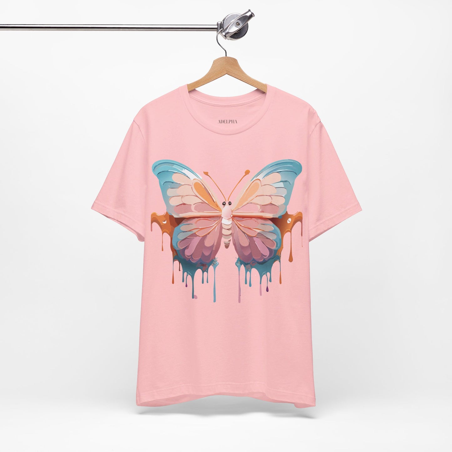 Natural Cotton Tee Shirt with Butterfly