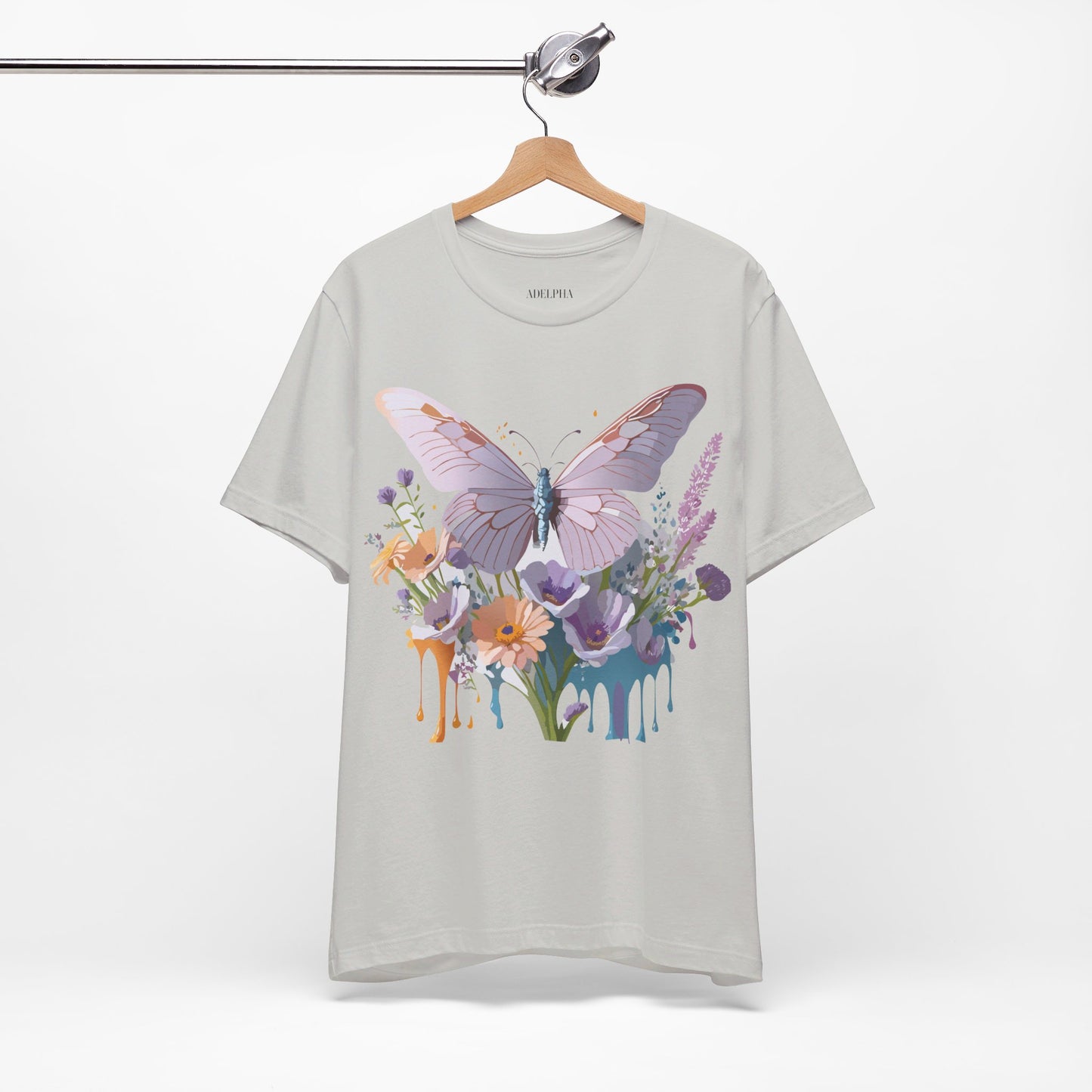 Natural Cotton Tee Shirt with Butterfly