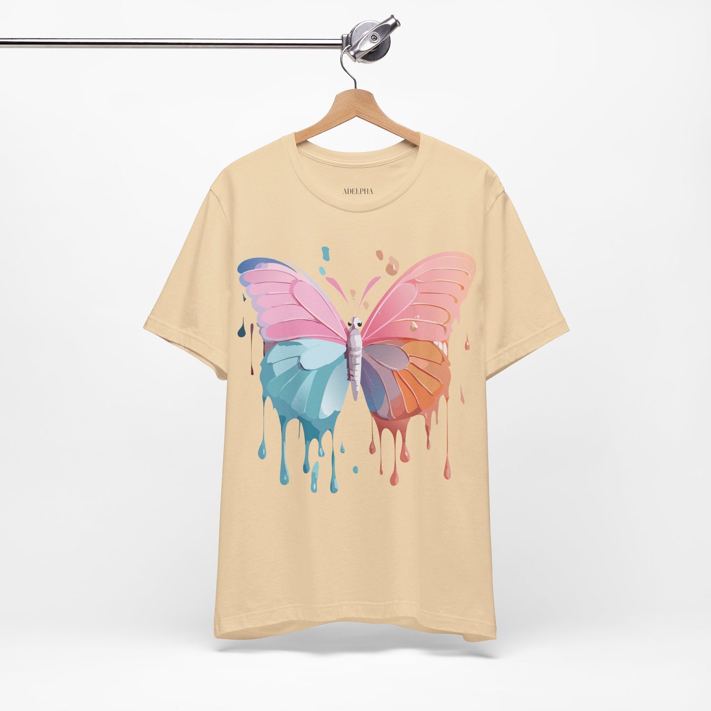 Natural Cotton Tee Shirt with Butterfly