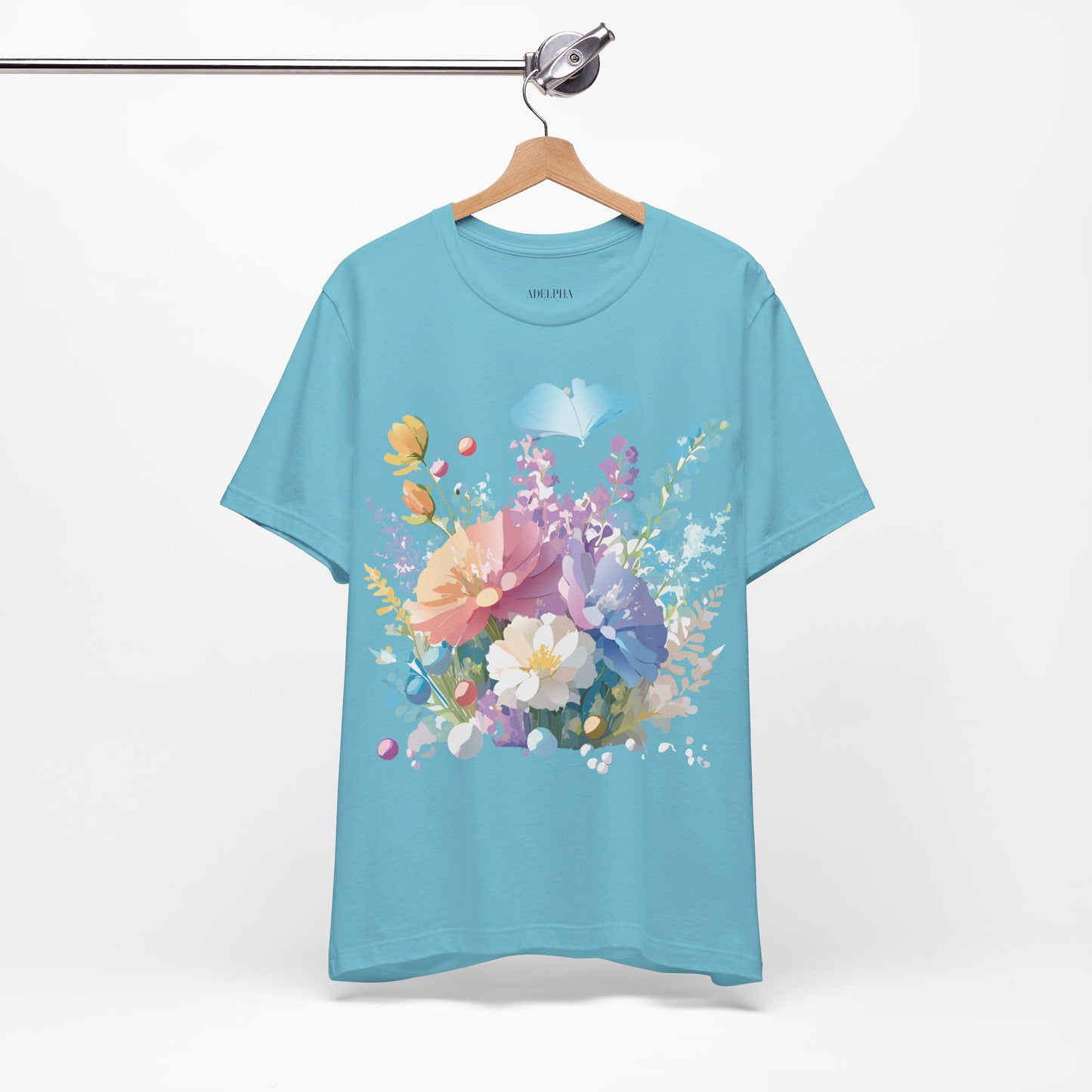 T-shirt en coton naturel avec fleurs