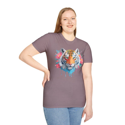 Tiger Shirt Unisex Animal Tee 100 Percent Ring Spun Cotton Softstyle