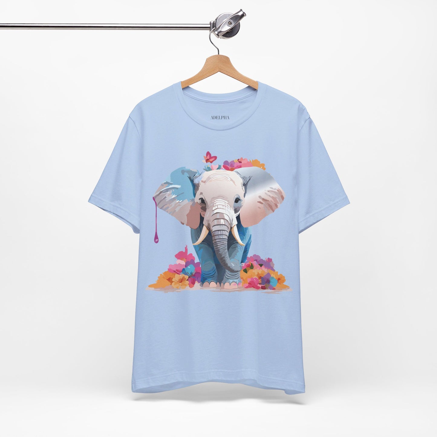 Natural Cotton Tee Shirt with Elephant