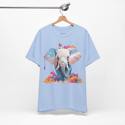 Natural Cotton Tee Shirt with Elephant Printify