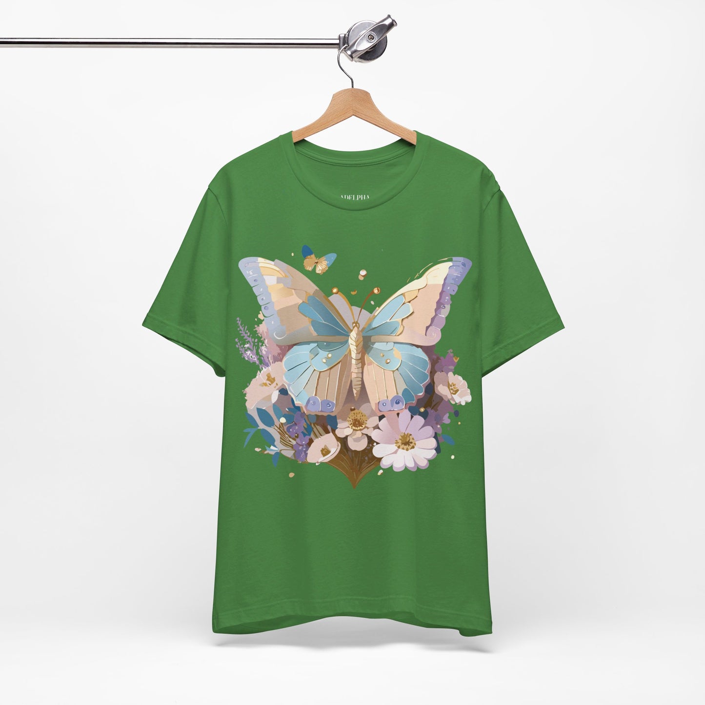 Natural Cotton Tee Shirt with Butterfly