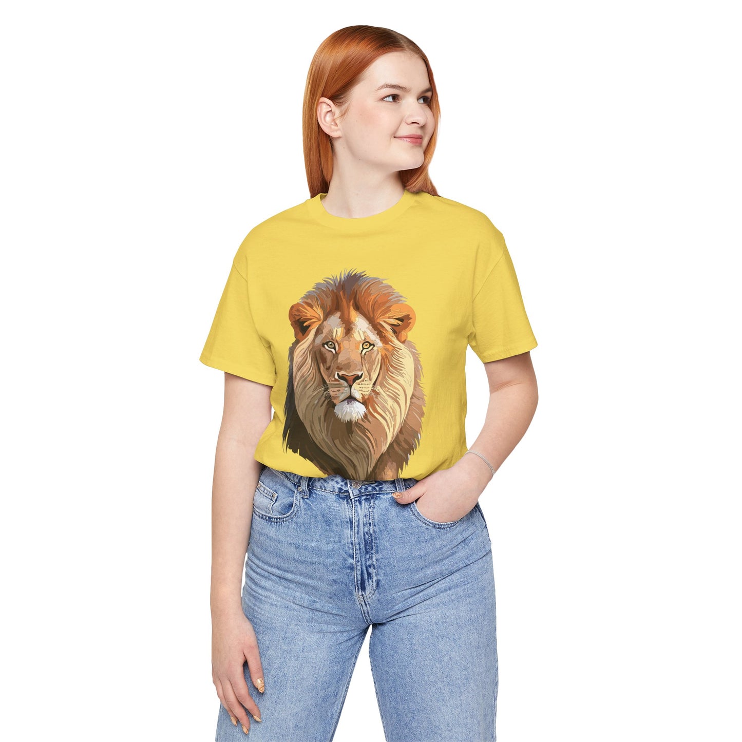 Safari Lion Head Illustration T-Shirt Unisex Cotton Realistic Lion Portrait Tee 3