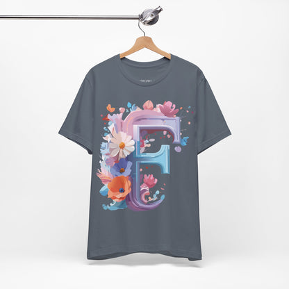 Natural Cotton Tee Shirt - Letters Collection - F Printify