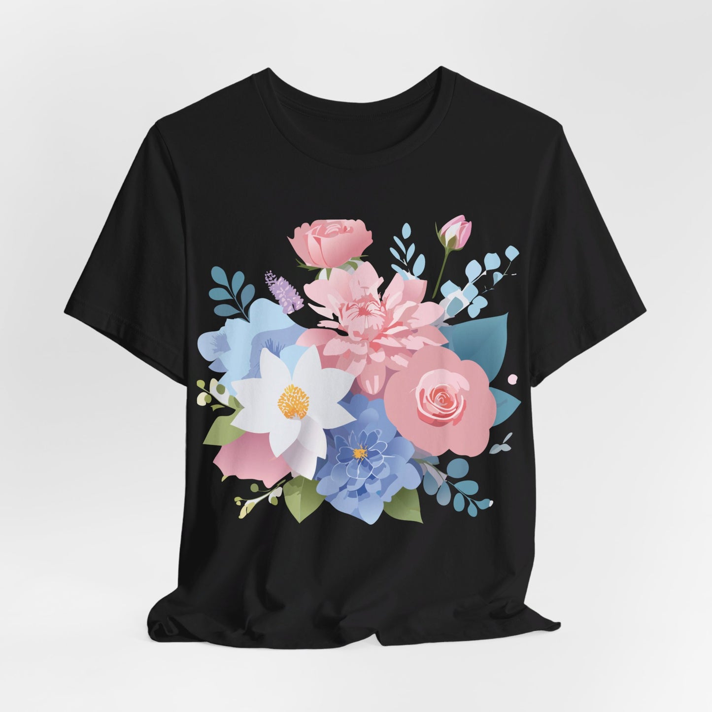 Natural Cotton Tee Shirt with Flowers