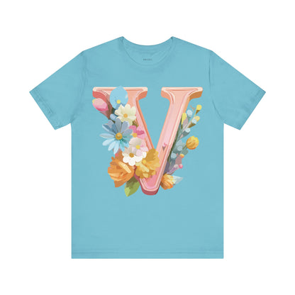 Natural Cotton Tee Shirt - Letters Collection - V Printify