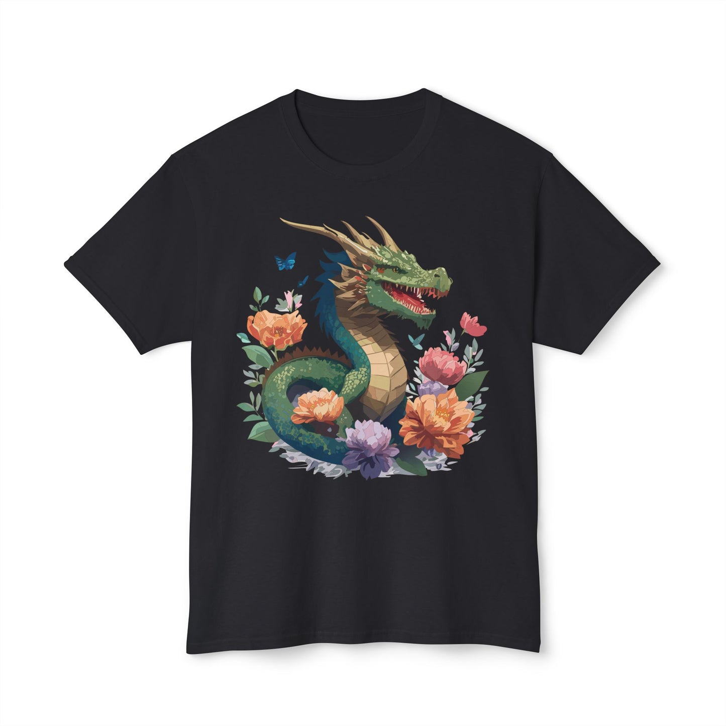 Dragon T-Shirt, Vintage Dragon Tee, Floral Tees, Dragon Art Design Shirt, Tee Shirt with Dragon 6