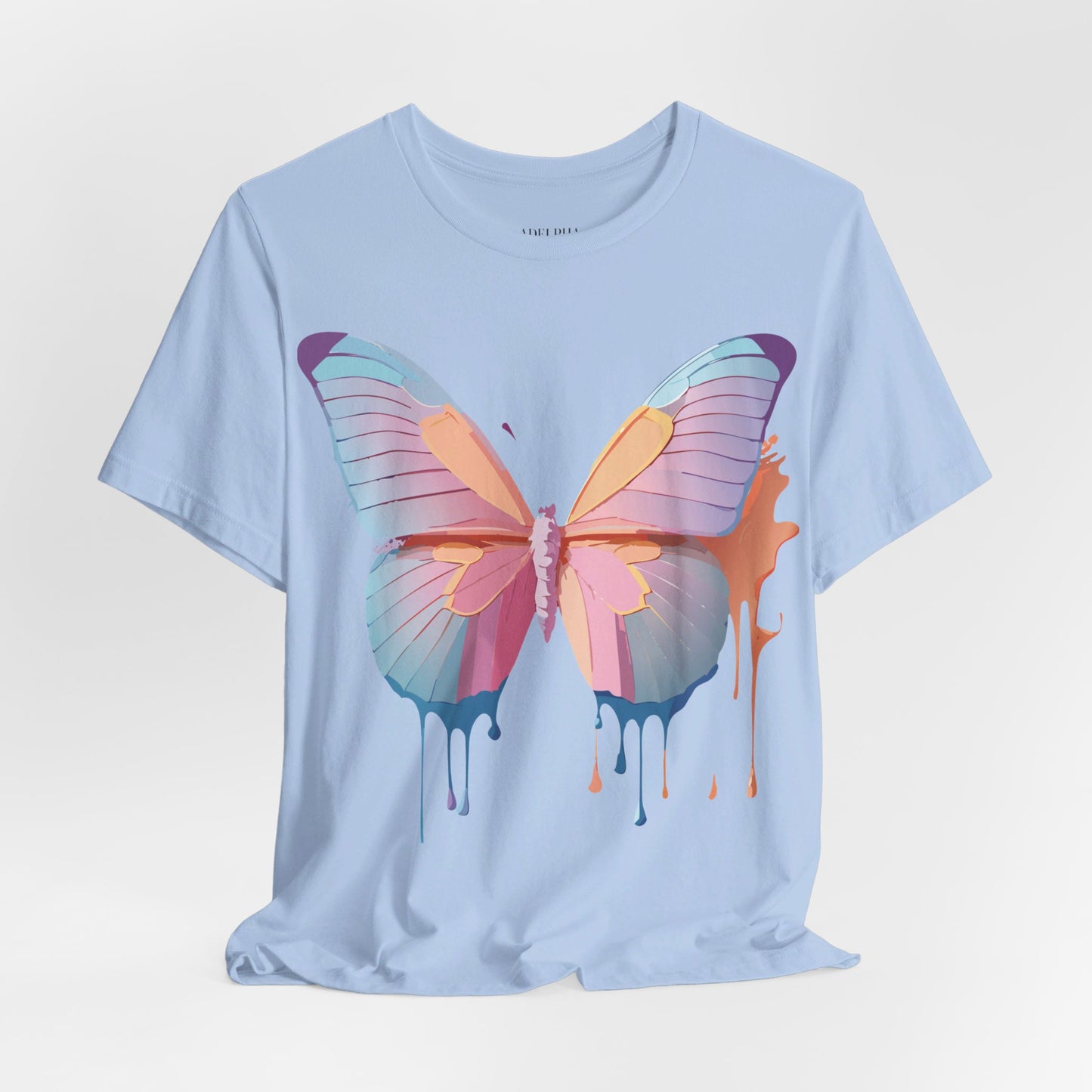 Natural Cotton Tee Shirt with Butterfly