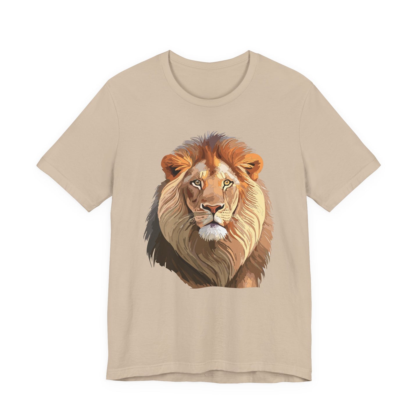 Safari Lion Head Illustration T-Shirt Unisex Cotton Realistic Lion Portrait Tee 3