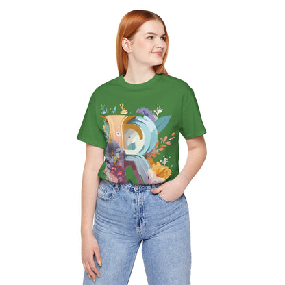 Natural Cotton Tee Shirt - Letters Collection - R Printify