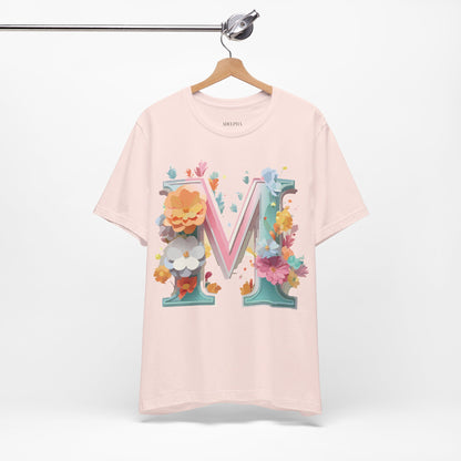 Natural Cotton Tee Shirt - Letters Collection - M Printify
