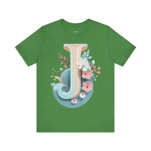 Natural Cotton Tee Shirt - Letters Collection - J