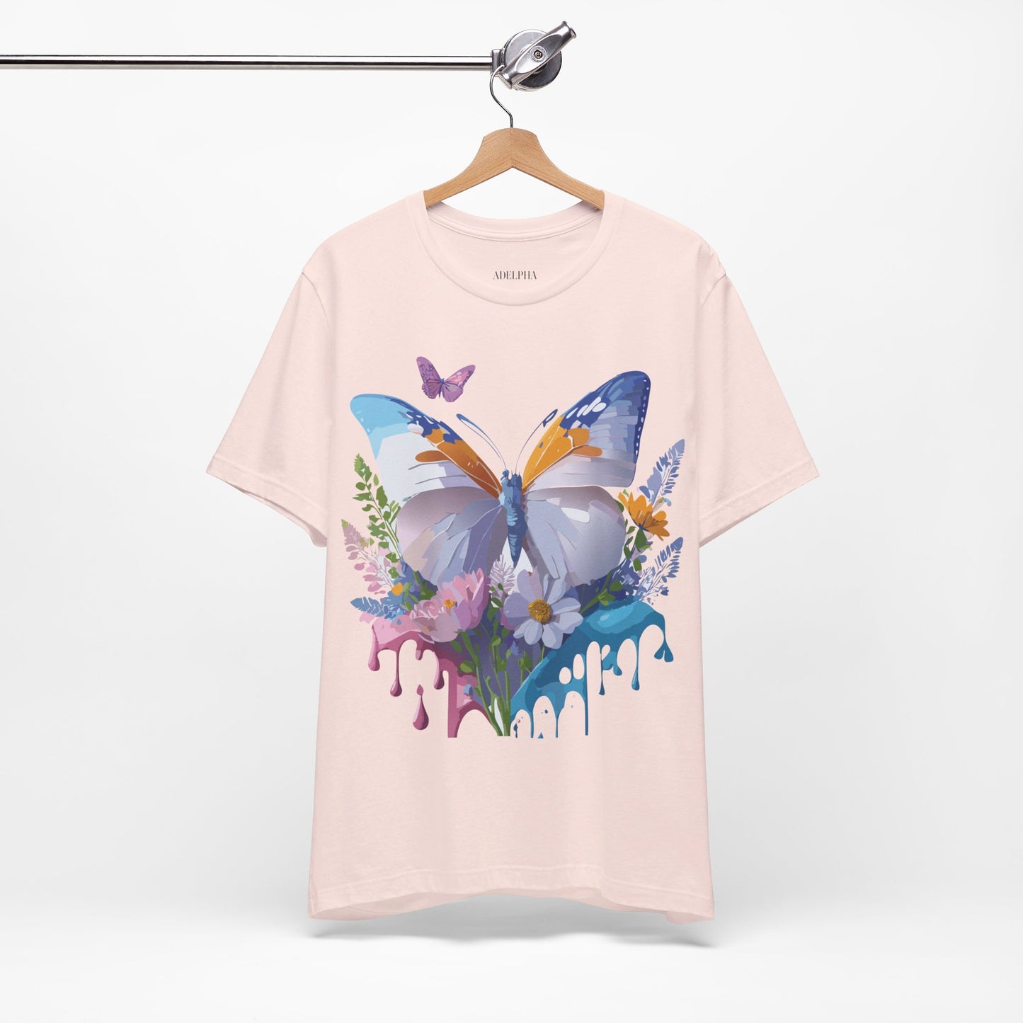 Natural Cotton Tee Shirt with Butterfly