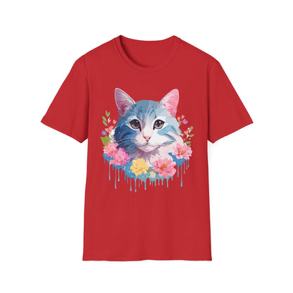 Cat Shirt Unisex Cat Tee Kitten Print Gildan Softstyle 64000