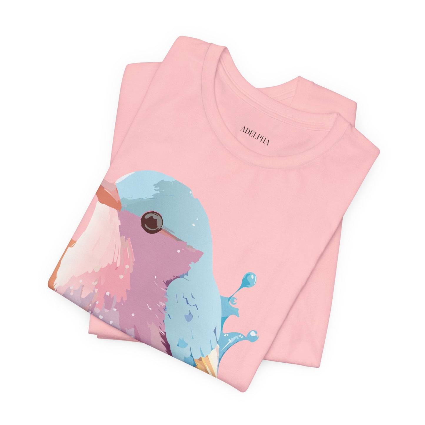 Natural Cotton Tee Shirt with Bird