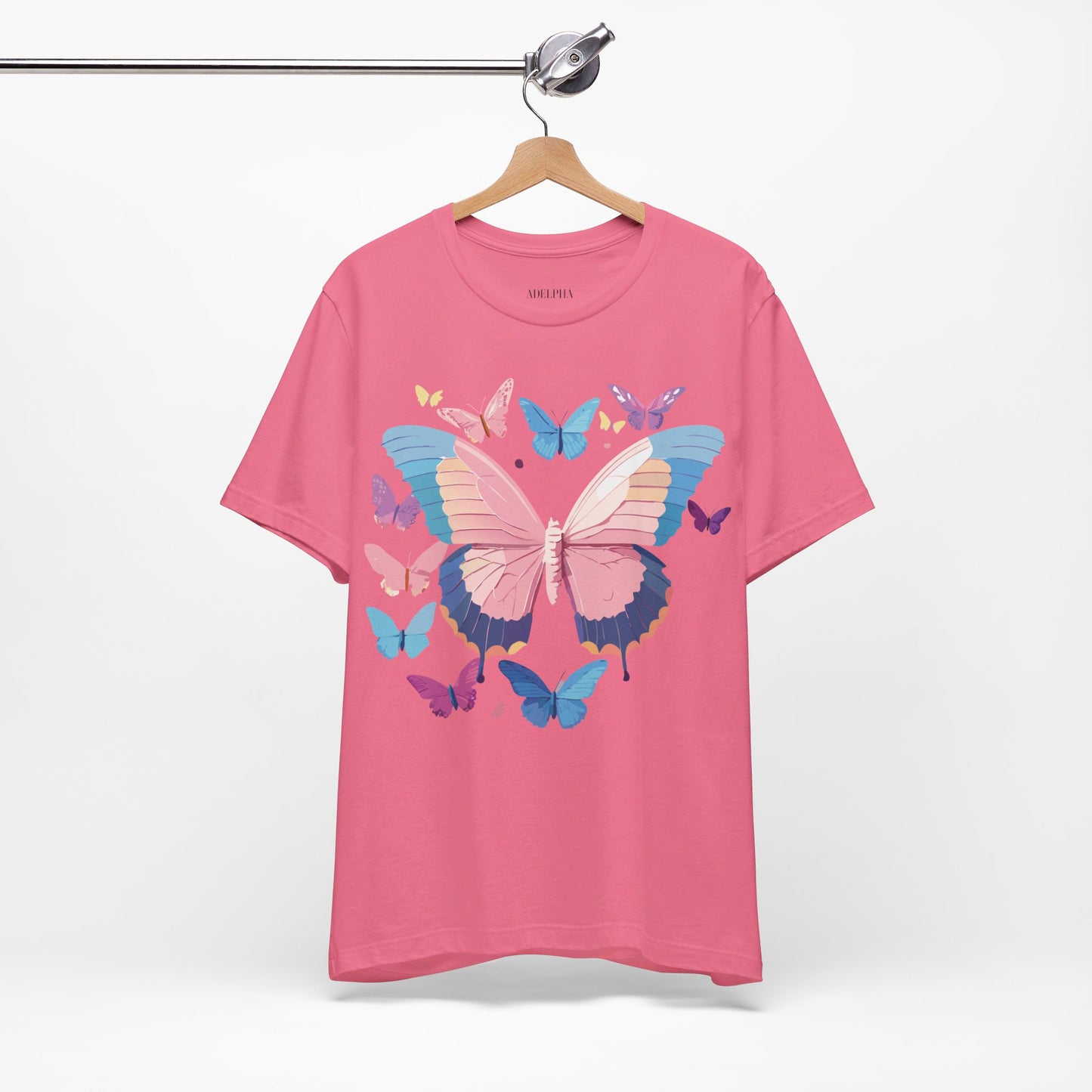 Natural Cotton Tee Shirt with Butterfly