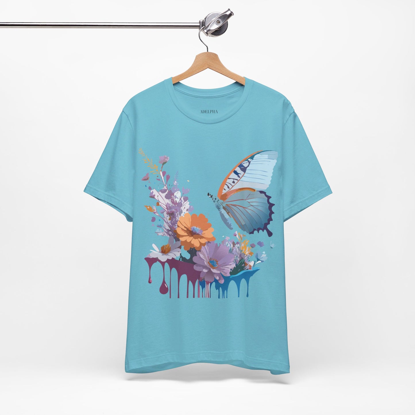 Natural Cotton Tee Shirt with Butterfly