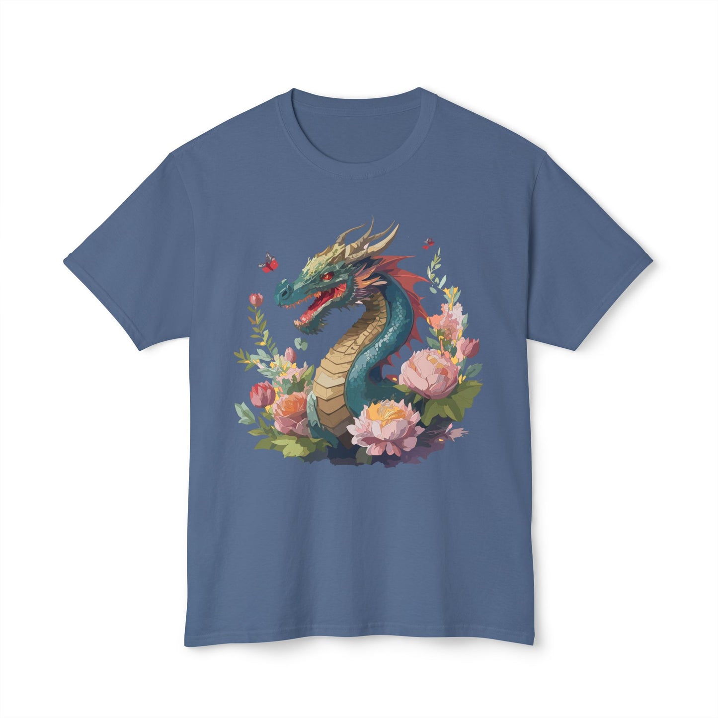 Dragon T-Shirt, Vintage Dragon Tee, Floral Tees, Dragon Art Design Shirt, Tee Shirt with Dragon 8