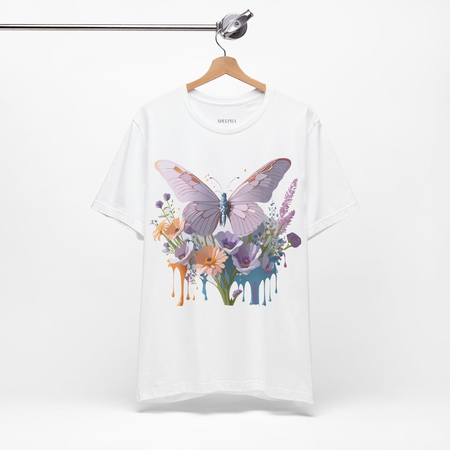 Natural Cotton Tee Shirt with Butterfly