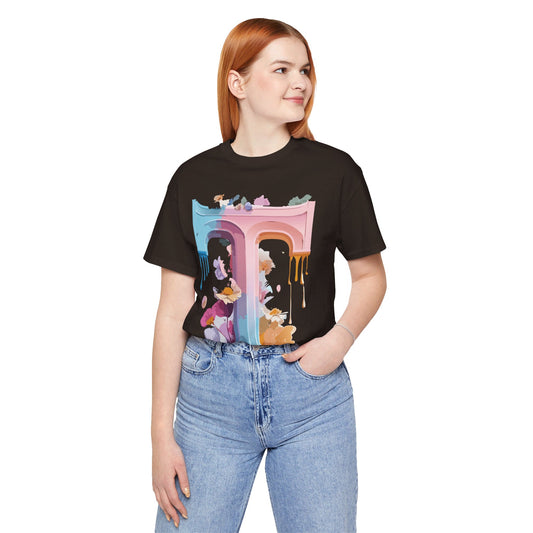 Natural Cotton Tee Shirt - Letters Collection - T Printify