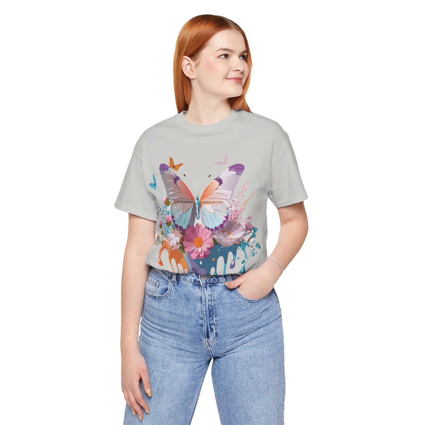 T-shirt en coton naturel avec papillon