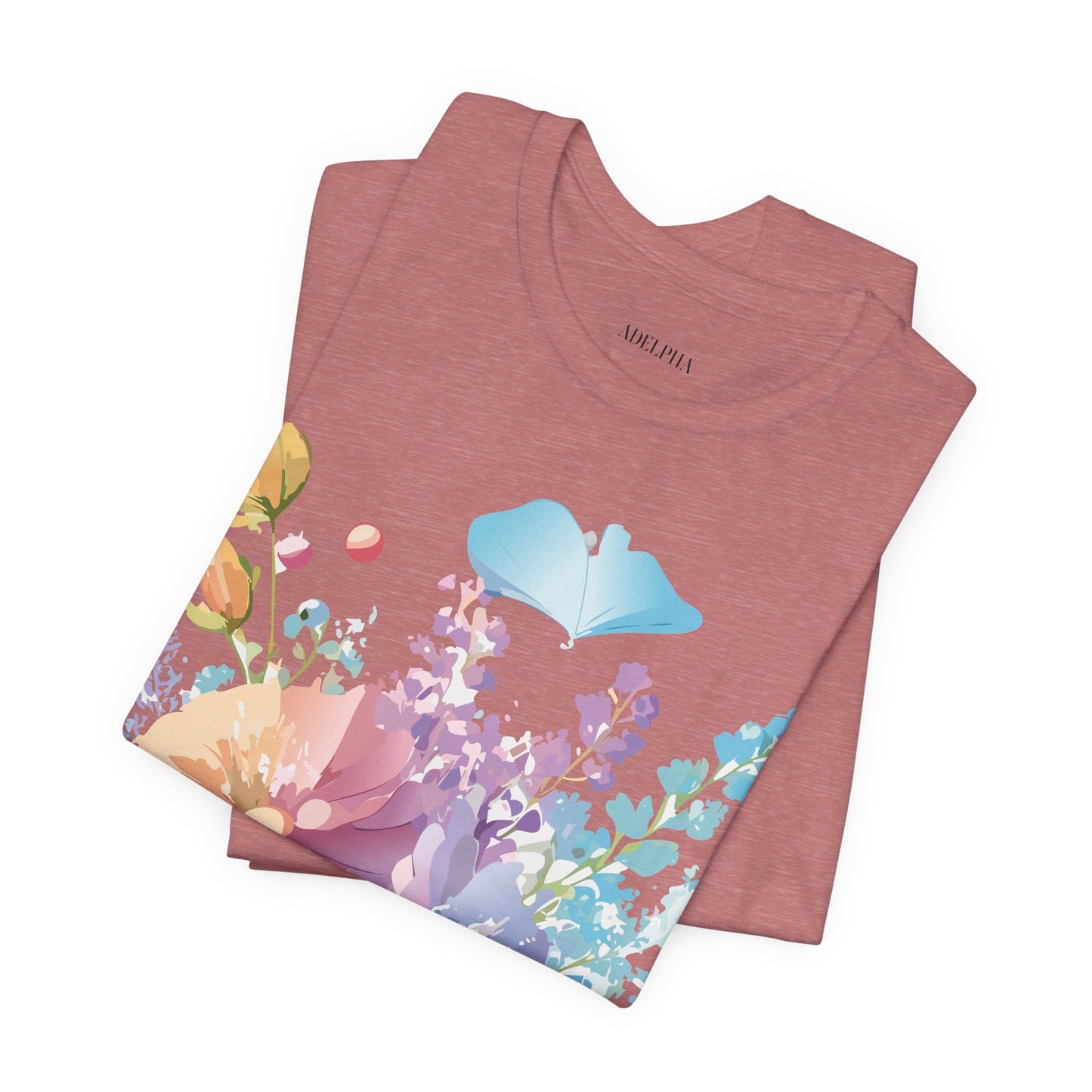 Natural Cotton Tee Shirt with Flowers