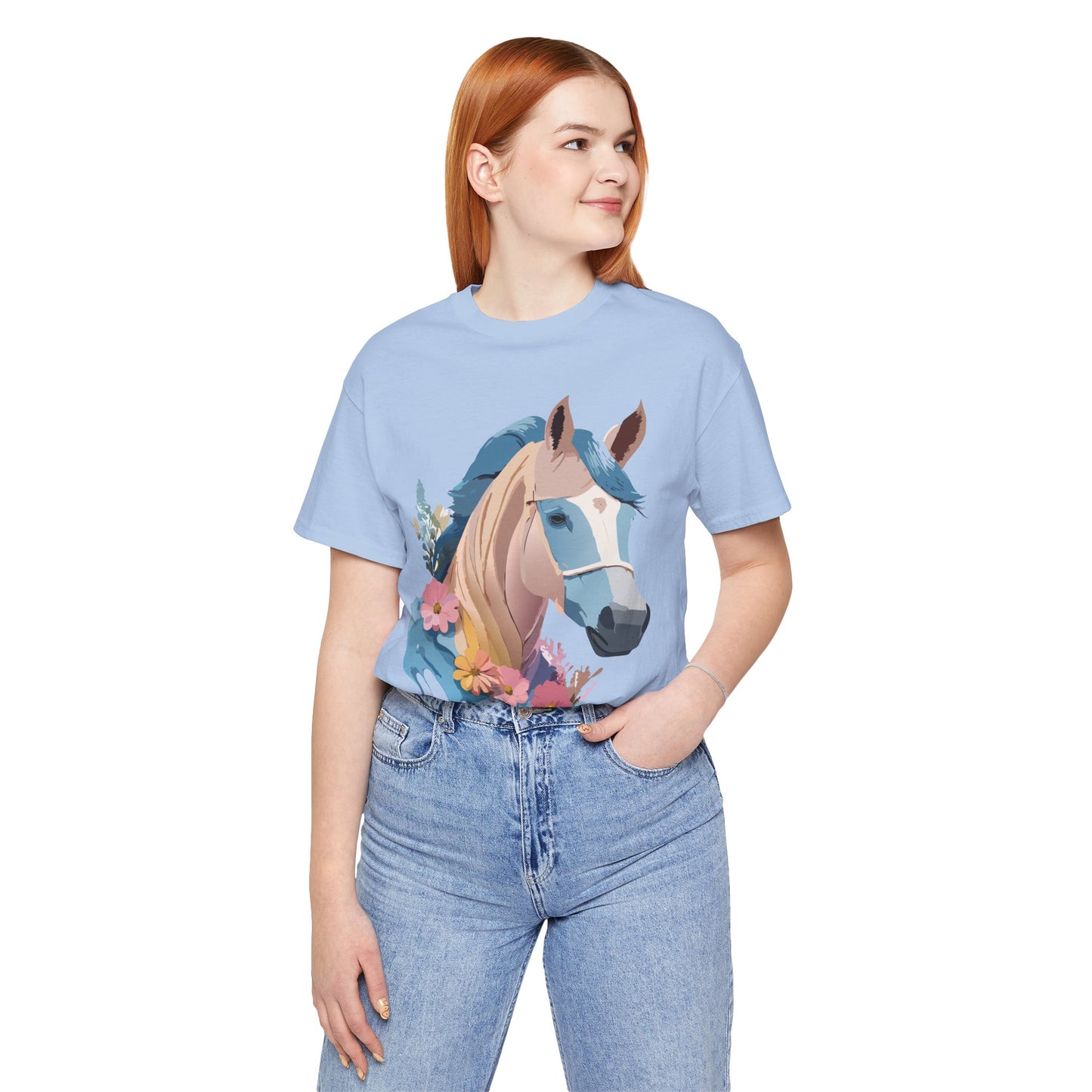 Natural Cotton Tee Shirt with Horse