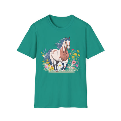 Unisex Horse Tee Softstyle Cotton Shirt With Animals Design Graphic