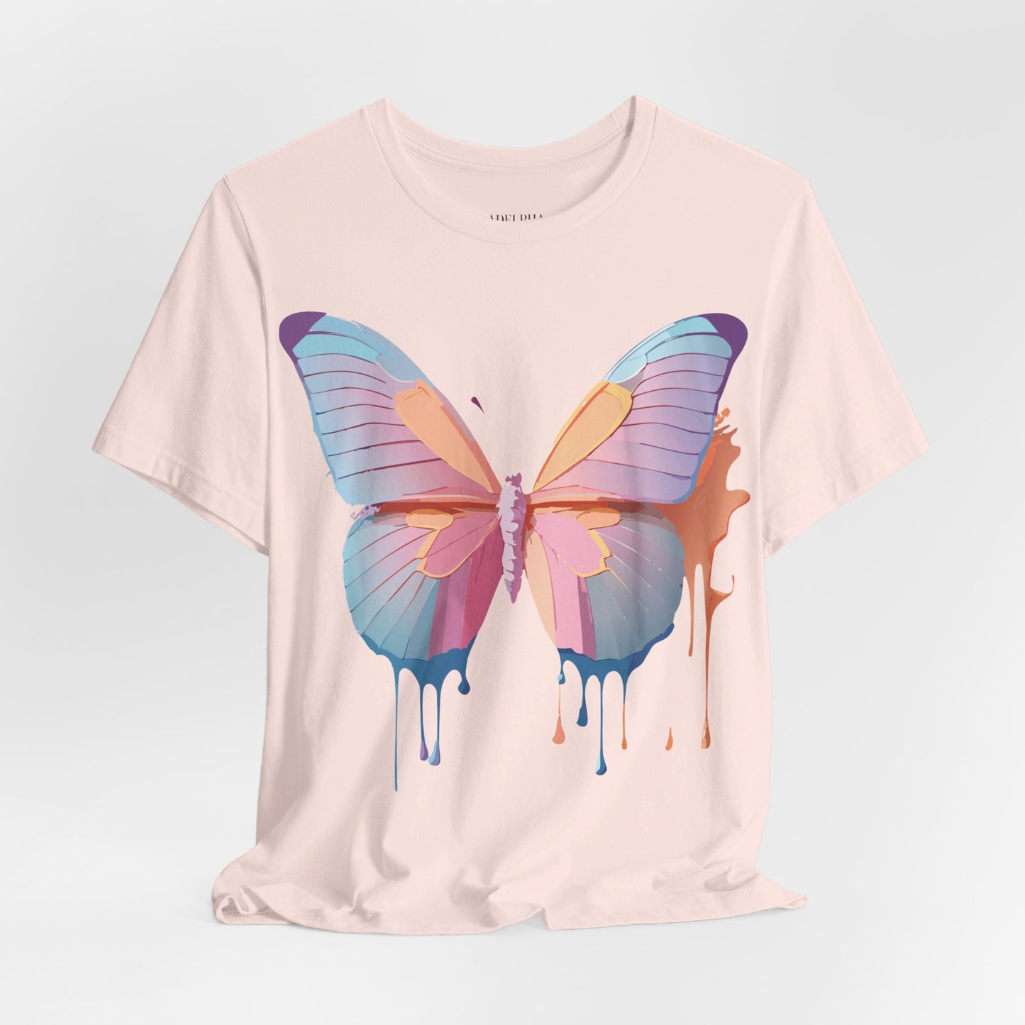 Natural Cotton Tee Shirt with Butterfly