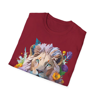 Unisex Lion Shirt Floral Lion Tee Animal Print Tee Gildan 64000
