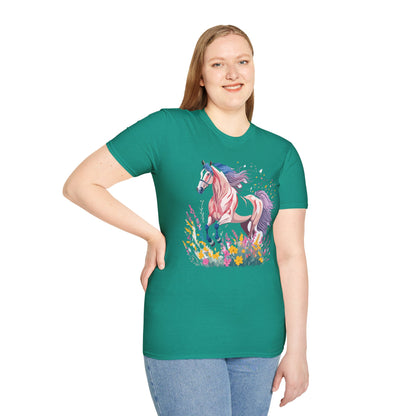 Horse Shirt Unisex Tee Animal Print Gildan Softstyle 64000 Ring Spun Cotton