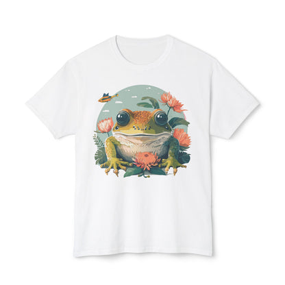 Vintage Frog Art T Shirt With Floral Full Color Print Unisex Tee