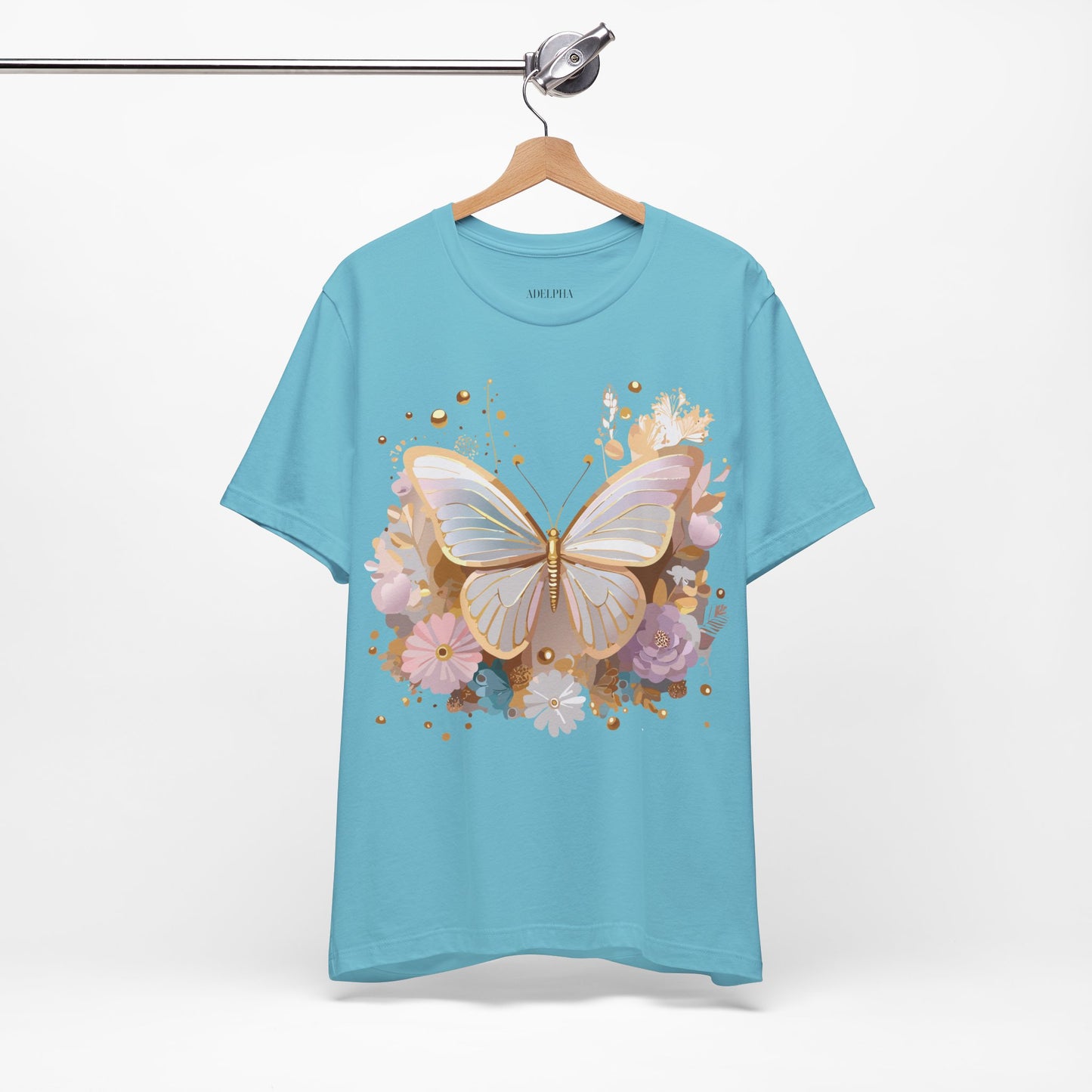 Natural Cotton Tee Shirt with Butterfly