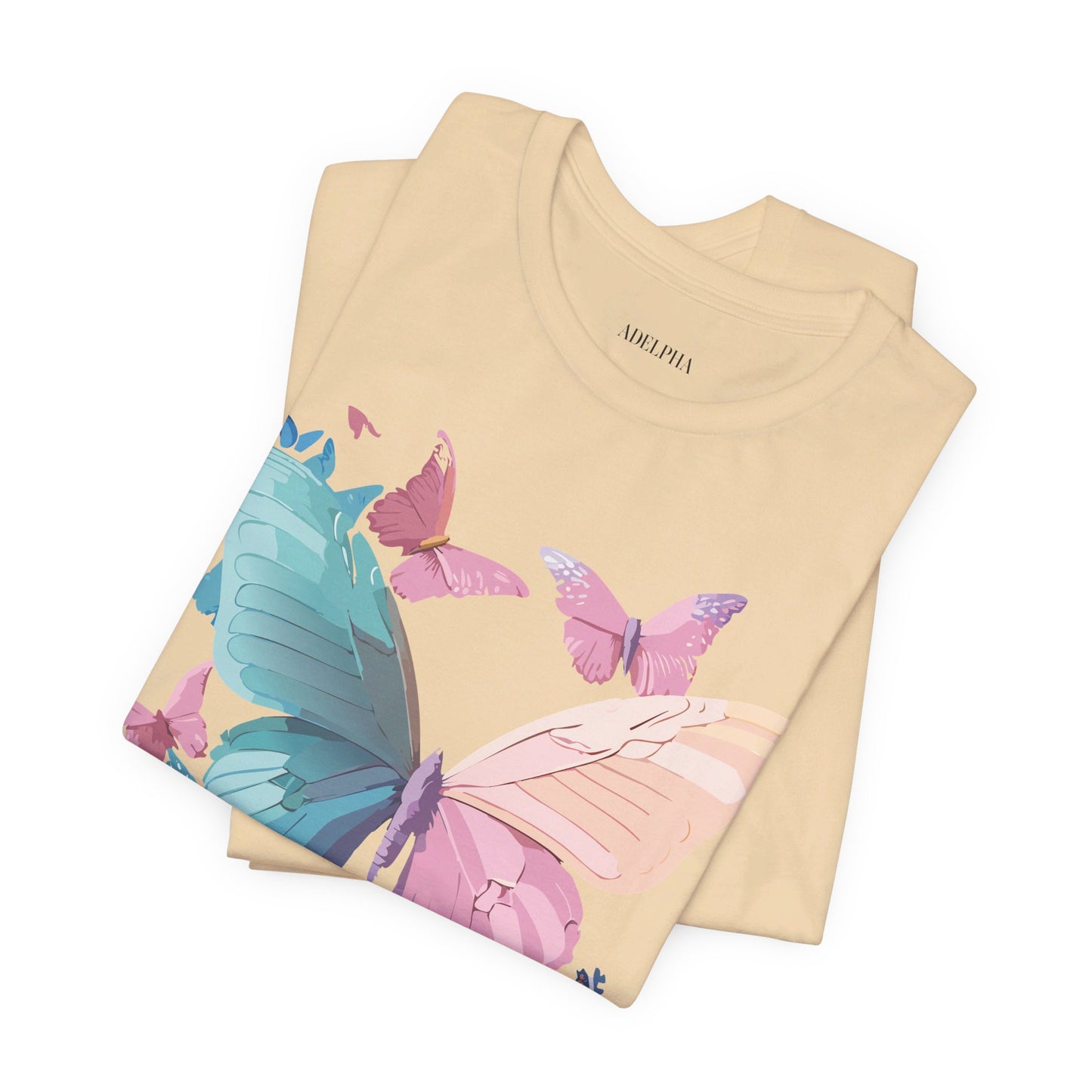 Natural Cotton Tee Shirt with Butterfly