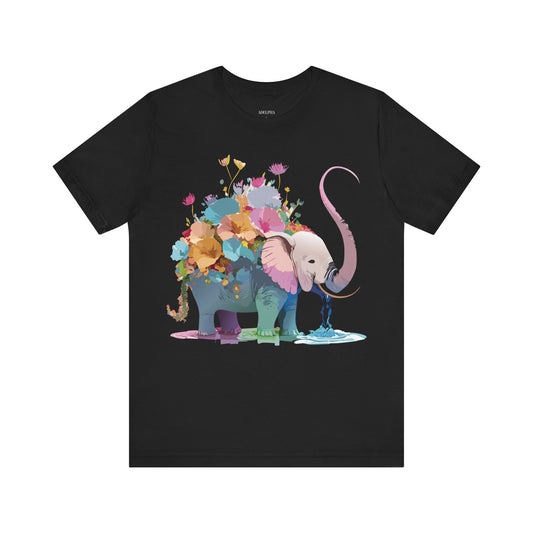 Natural Cotton Tee Shirt with Elephant