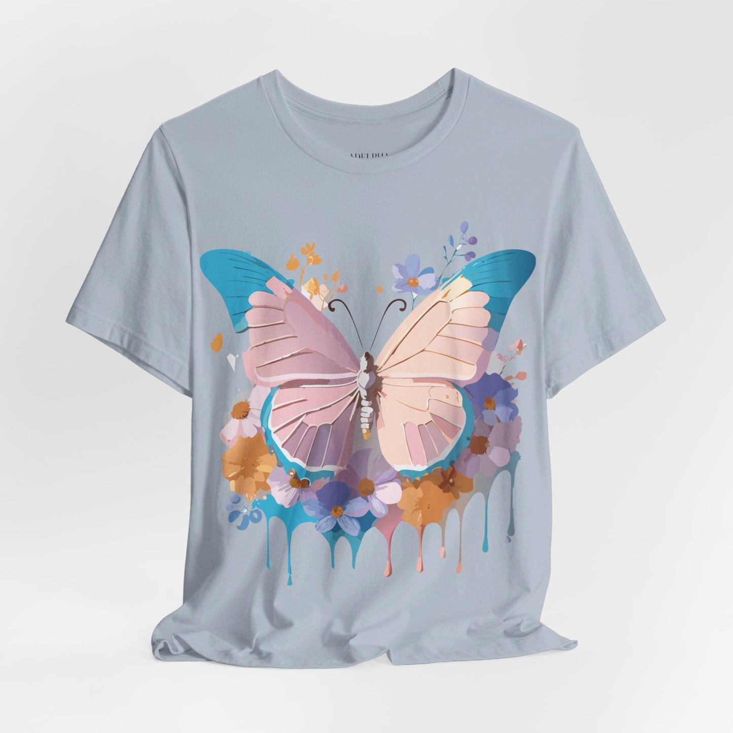 Natural Cotton Tee Shirt with Butterfly