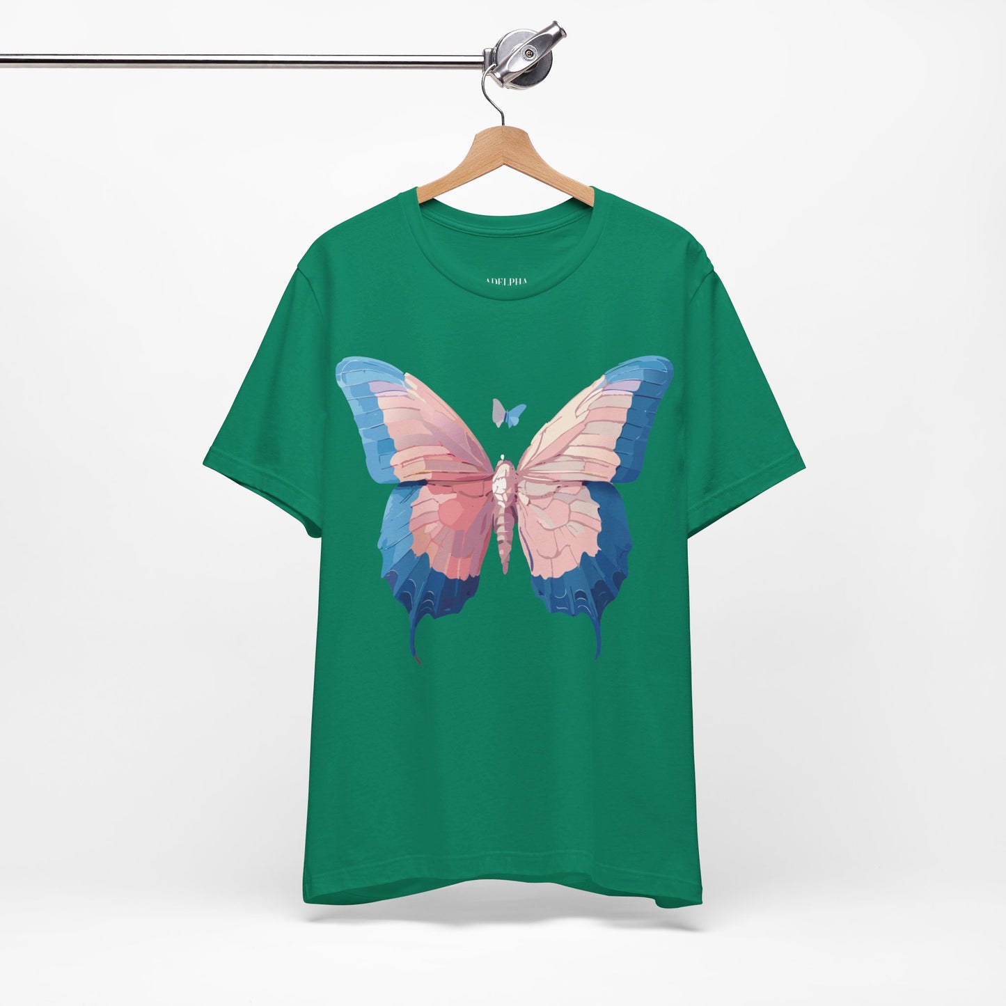 Natural Cotton Tee Shirt with Butterfly