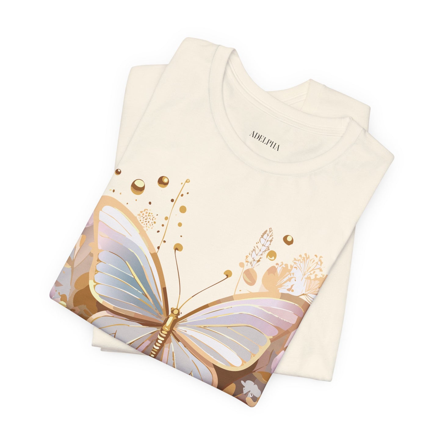 Natural Cotton Tee Shirt with Butterfly